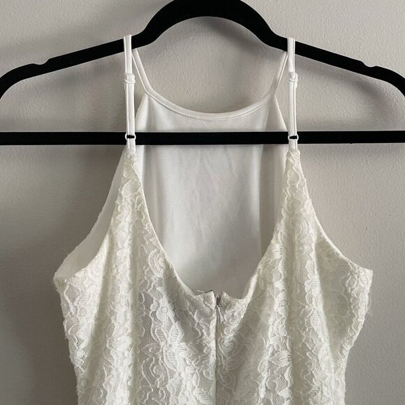 Lulus Women S Ivory Floral Lace Sleeveless High Neck Open Back Mini Dress - Picture 6 of 10